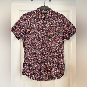 J. Crew Red and Blue Casual Button Down Shirt Liberty Fabric collection